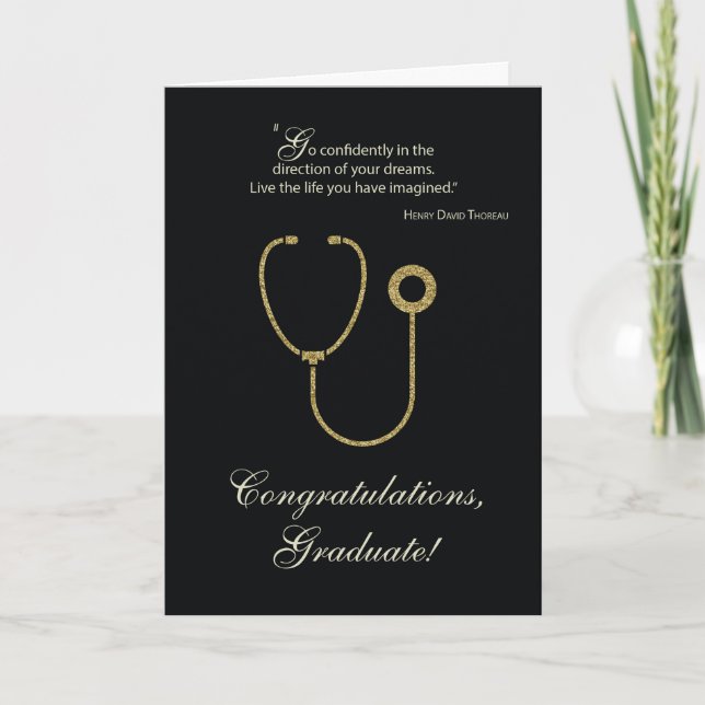 Medical School Graduation Congratulations Black Card (Front)