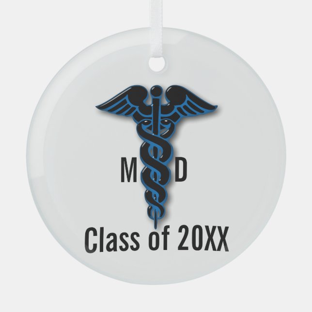 Medical School Graduation Glass Ornament (Front)