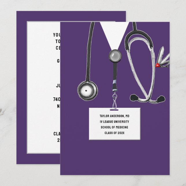 Medical School Graduation Party Invitation (Front/Back)