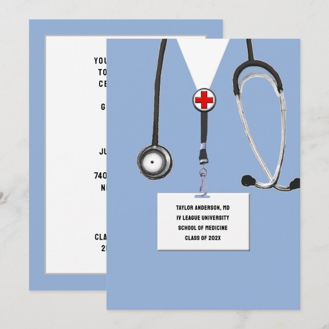 Medical School Graduation Party Invitation (Front/Back)