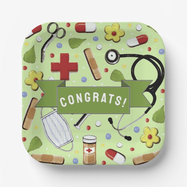 Medical School Graduation Party Paper Plate (Front)