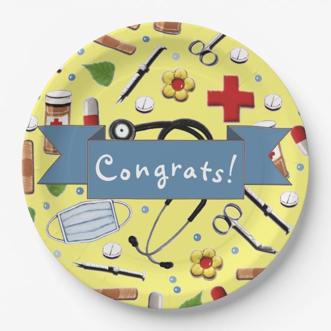 Medical School Graduation Party Paper Plate (Front)