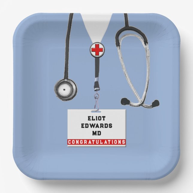 Medical School Graduation Party Paper Plates (Front)
