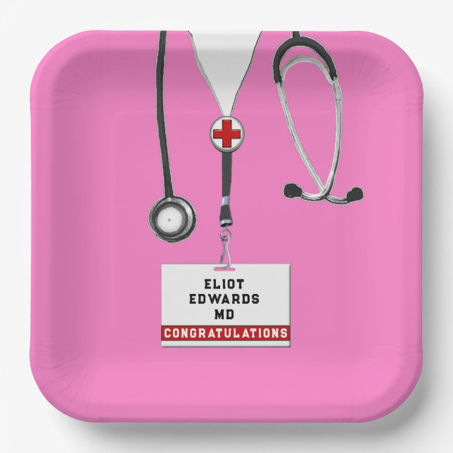 Medical School Graduation Party Paper Plates (Front)