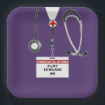Medical School Graduation Party Paper Plates<br><div class="desc">Creative med school graduation party plates for doctor graduate. Edit text to add doctor,  physician assistant,  or nurse's name to customize.</div>