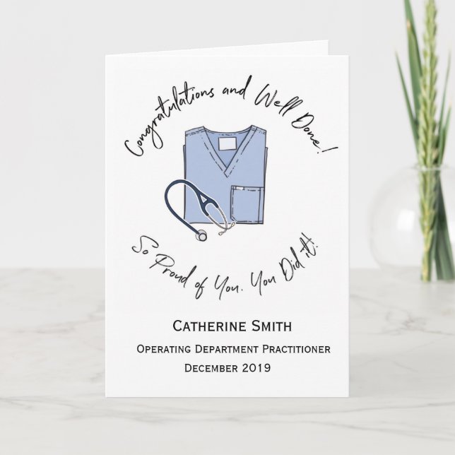 Medical School Job Scrubs Congratulations Card (Front)