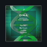 Medical Science Green DNA Modern Square Business Card<br><div class="desc">A medical science-themed modern professional business card featuring green DNA. Designed by Thisisnotme©</div>