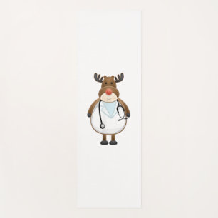 Medical Scrub Top Reindeer Nurse with Stethoscope  Yoga Mat