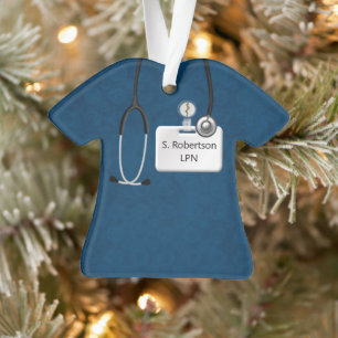 Medical Scrubs Design In Blue Ornament