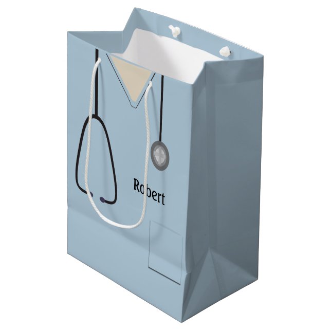 Medical Scrubs Light Blue MGB Medium Gift Bag (Front Angled)