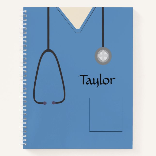 Medical Scrubs Nurse Doctor Blue Notebook (Front)