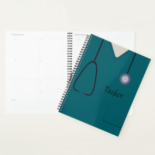 Medical Scrubs Nurse Doctor Teal Planner