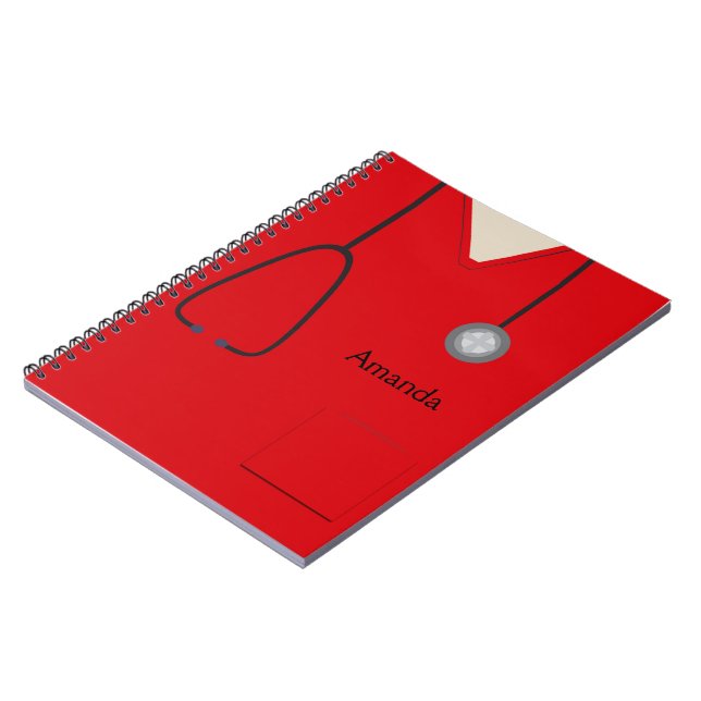 Medical Scrubs Red Notebook (Left Side)