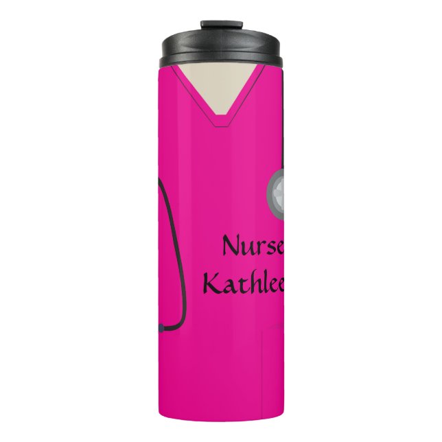 Medical Scrubs Uniform Hot Pink Thermal Tumbler (Front)