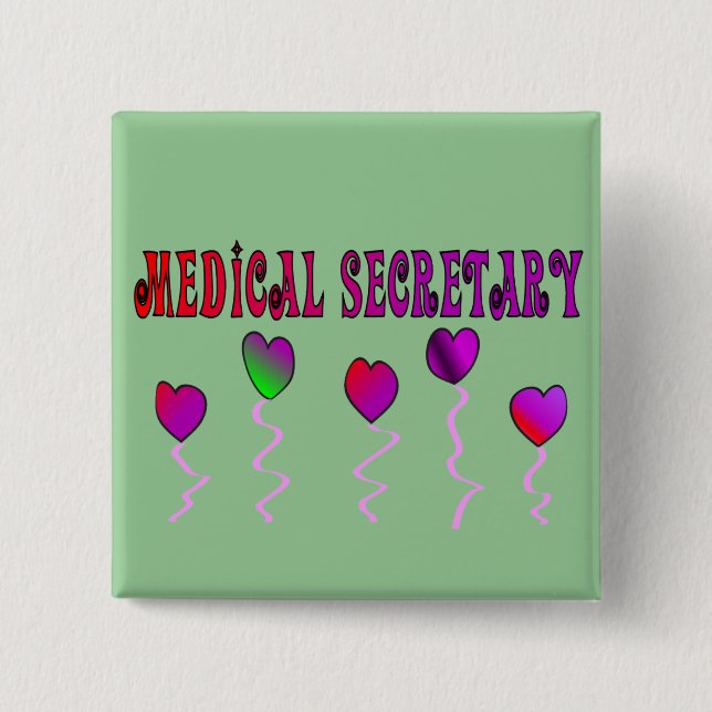 Medical Secretary Gifts 2 Inch Square Button (Front)