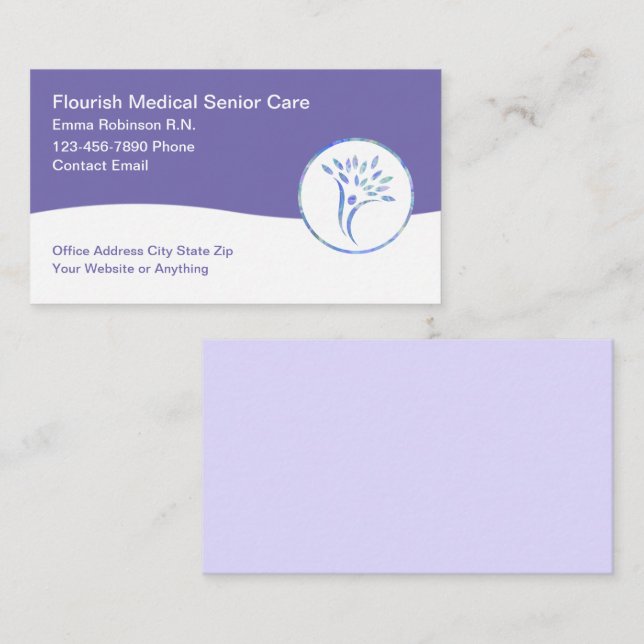 Medical Senior Care Theme Business Cards (Front/Back)