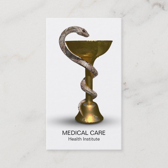 Medical Snake Bowl Hygieia Bronze White Caduceus Business Card (Front)