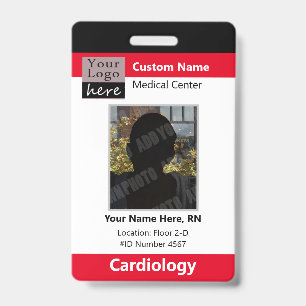 Medical Staff Custom Logo Employee Red Badge