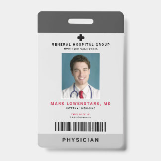 Medical Staff ID + Barcode Vertical Badge