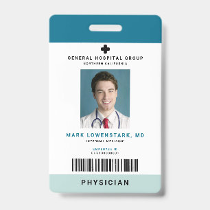 Medical Staff ID + Barcode Vertical Badge