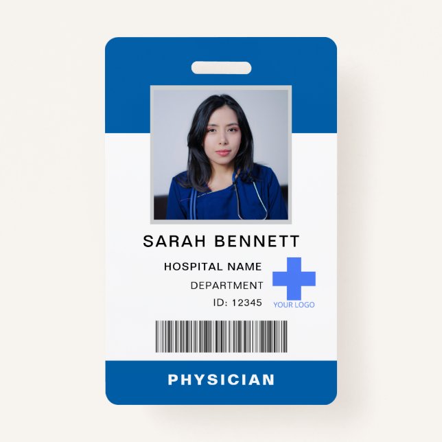 Medical Staff Photo ID | Hospital Employee Logo  Badge (Front)