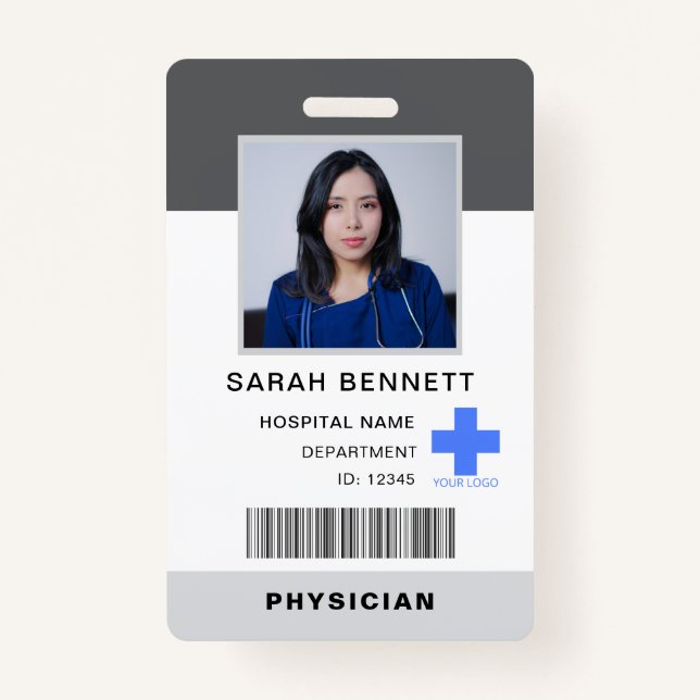 Medical Staff Photo ID | Hospital Employee Logo  Badge (Front)
