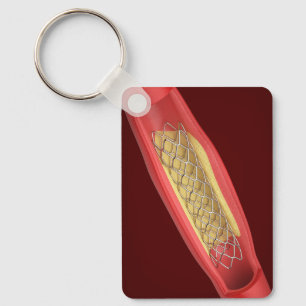 Medical stent inside blood vessel keychain
