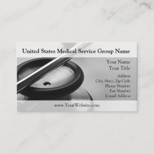 Medical Stethoscope, Black and White Business Card