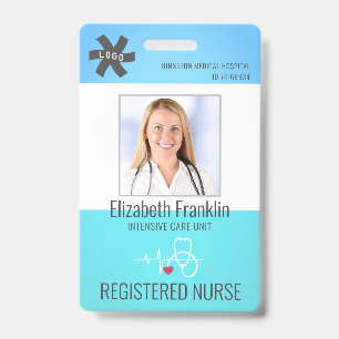 Medical Stethoscope Blue Green Gradient NURSE Badge