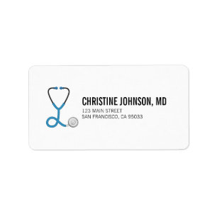 Medical Stethoscope Doctor Nurse Return Address Label