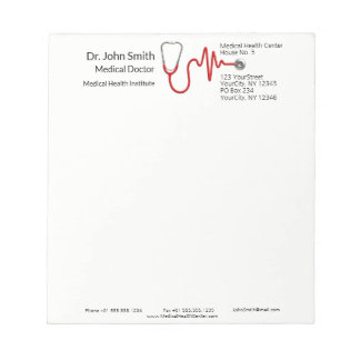 Medical Stethoscope ECG Wave EKG Heartbeat Line Notepad