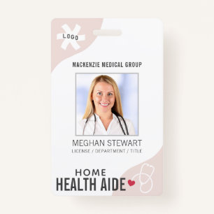 Medical Stethoscope Editable Pink HOME HEALTH AIDE Badge