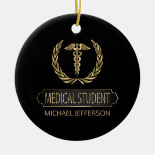 Medical Student 👨‍⚕️ - Black and Gold Ceramic Ornament