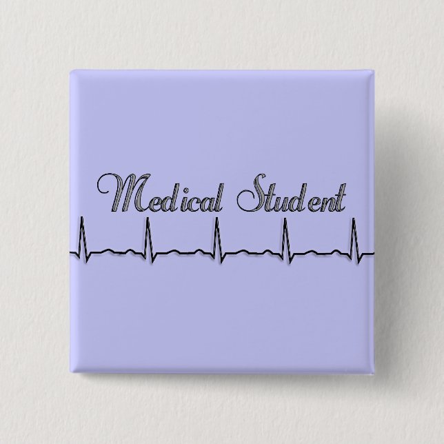 Medical Student QRS Design Gifts 2 Inch Square Button (Front)