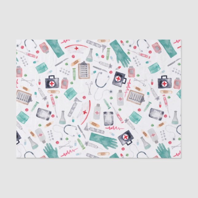 Medical Supplies in Watercolor Tissue Paper (Front)