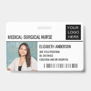 Medical-Surgical Nurse Photo ID Hospital Logo Badge