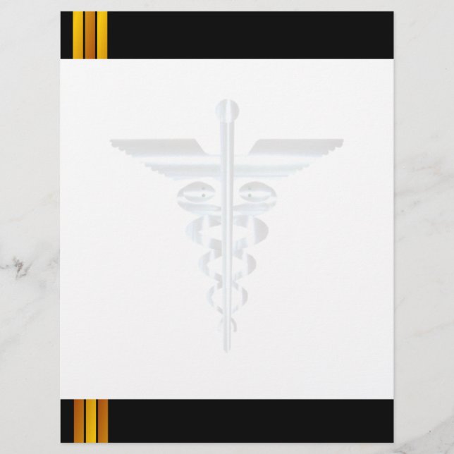 Medical Symbol Asclepius Caduceus watermark Letter (Front)