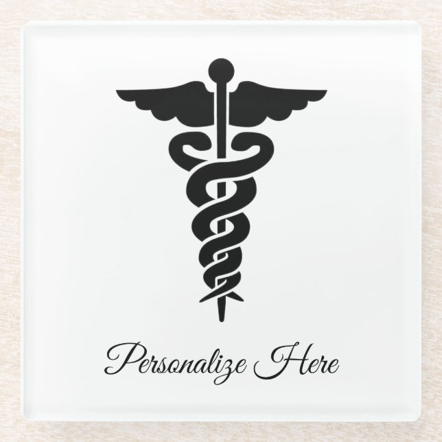 Medical Symbol   Glass Coaster (Front)