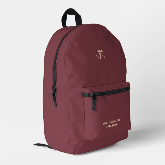 Medical Symbol MD Doctor Personalized Printed Backpack (Back Corner Left)