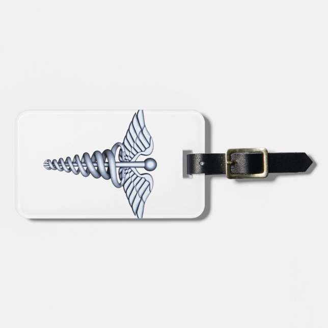 Medical Symbol Silver Luggage Tag (Front Horizontal)