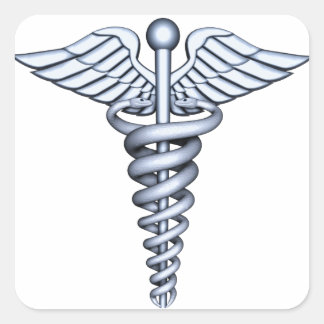 Medical Symbol Silver Square Sticker