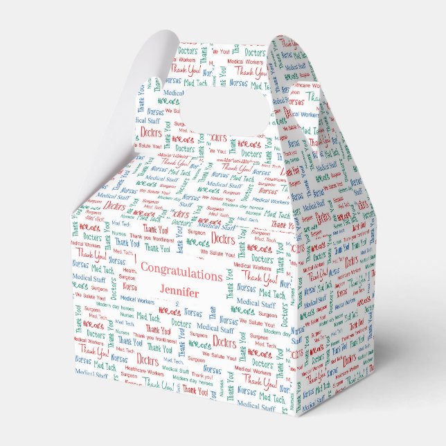 Medical Thank You Red White Blue Favour Box (Front Side)