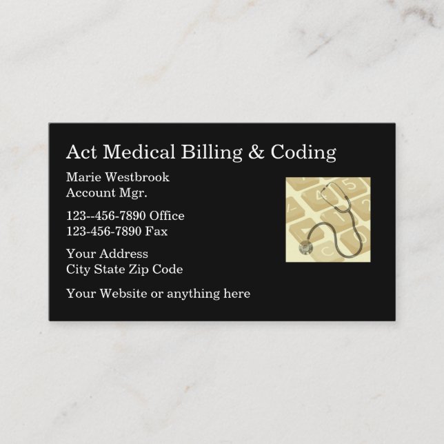 Medical Theme Billing & Coding Services Business C Business Card (Front)