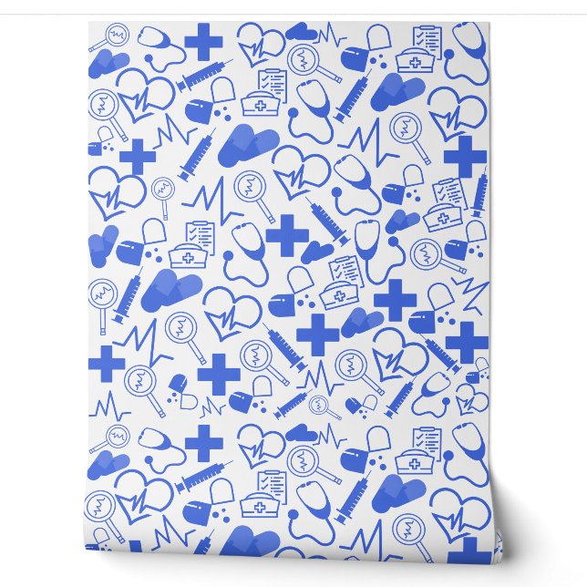 Medical Theme Peel and Stick Healthcare Decor Wallpaper (Unrolling)