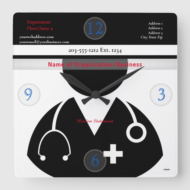 Medical Theme Wall Clock HAMbyWG (Front)