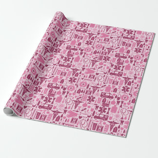 Medical Themed Pink RN Nurse Graduation Wrapping Paper