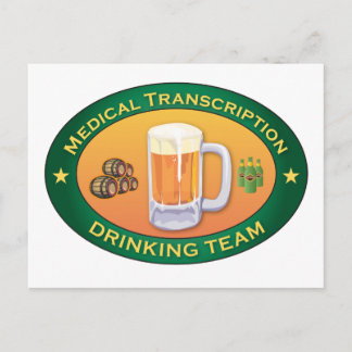 Medical Transcription Drinking Team Postcard