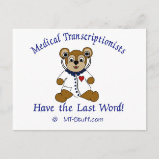 Medical Transcriptionist Bear Postcard