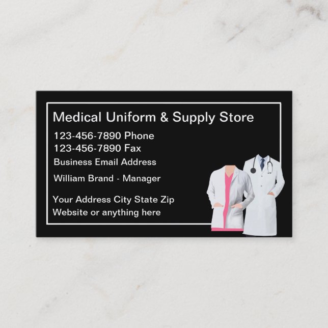 Medical Uniform And Supply Store Business Card (Front)