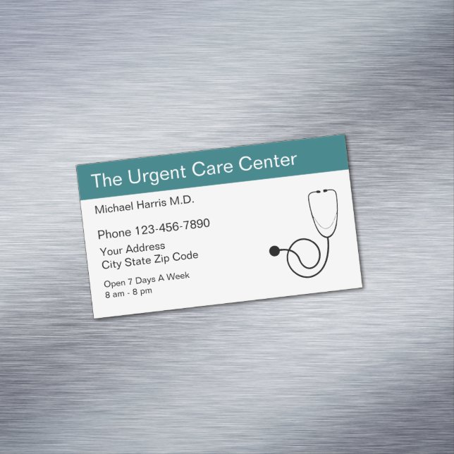 Medical Urgent Care Centre Design Magnetic Business Card (In Situ)